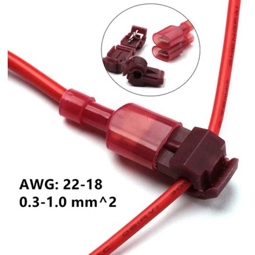 T-TAP CONN RED 22-18AWG KIT WITH FULLY INSULATED MALE TERMINAL PCS/PKG