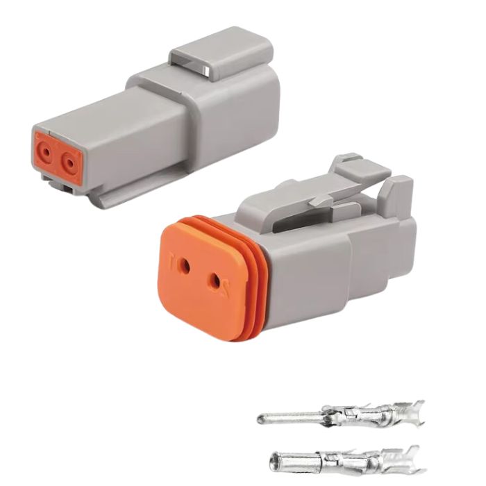 DEUTSCH DT 2P MALE/FEM CONNECTOR SET W/PINS WATREPROOF AUTOMOTIVE