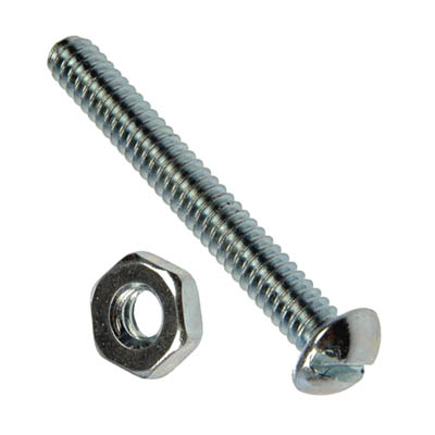 SCREW METAL 10-24X2-1/2IN SLOT WITH HEX NUTS SET OF 5PCS