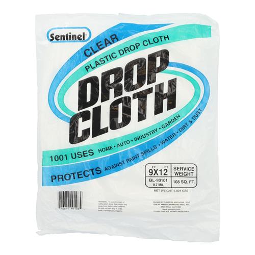 DROP CLOTH PLASTIC CLEAR 9X12FT COVERS 108SQFT