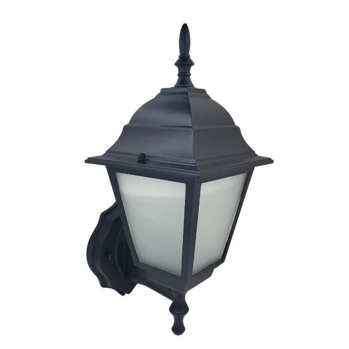 OUTDOOR WALL SCONCE LANTERN BLK 1 LIGHT FROSTED GLASS SHADE