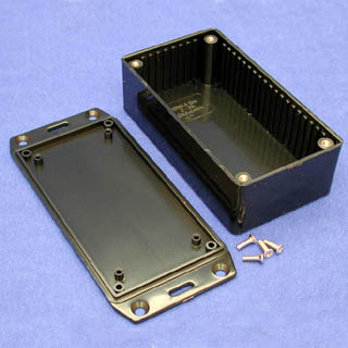 PROJECT BOX 4.7X2.4X1.3IN PLAS BLACK WITH FLANGED METAL LID