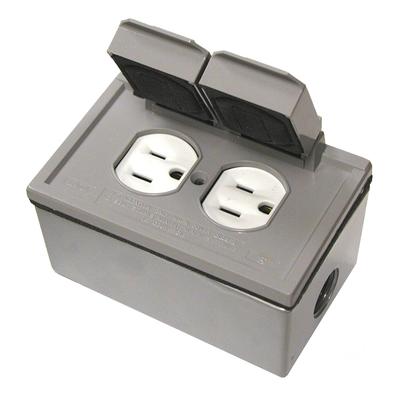 ELECTRICAL RECEPTACLE 2POS 15A 125V WITH WALLPLATE WP GRAY KIT