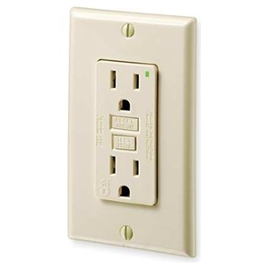 ELECTRICAL RECEPTACLE 2POS 15A 125V GFCI WITH WALLPLATE IVORY