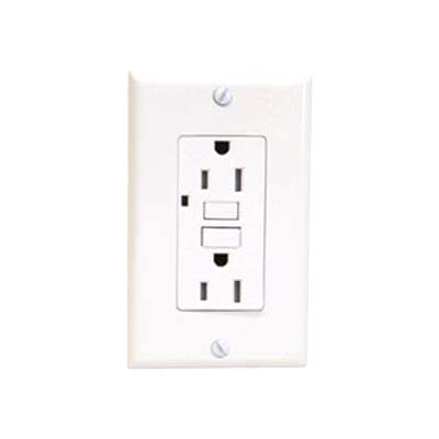 ELECTRICAL RECEPTACLE 2POS 20A DECORA GFCI WHITE W/WALLPLATE