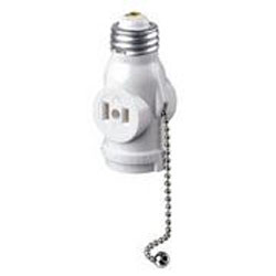 LAMP HOLDER AND 2-OUTLET ADAPTER WITH PULL CHAIN 660W 125V