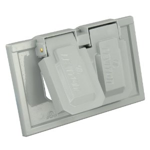 WALL PLATE ELECT 2POS WEATHERPRF GREY OUTDOOR W/HARDWARE & COVER