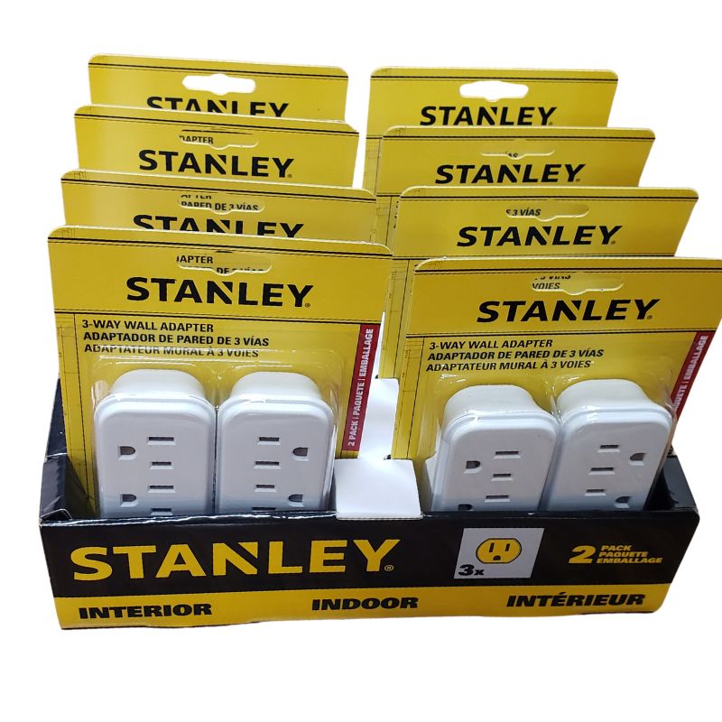 WALL TAP 3-OUTLET 15A 1875W 125V 8PACKS OF 2 IN A BOX