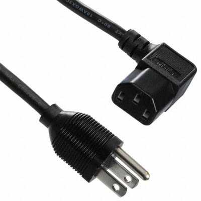 INST CORD 3/14 10FT RND RA RCPT BLK SJT PLUG 5-15P TO FEMALE C13