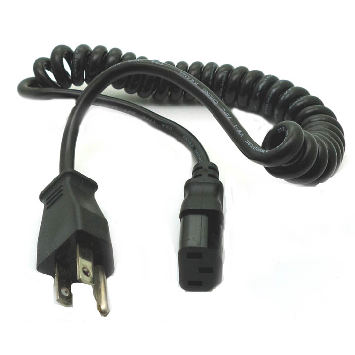 INST CORD 3/18 6FT CURLY BLK SVT PLUG 5-15P TO FEM C13