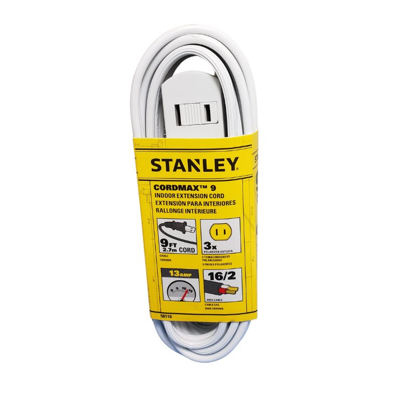 EXTENSION CORD 2/16 9FT WHT 3 OUTLET SPT-2 13A 125V