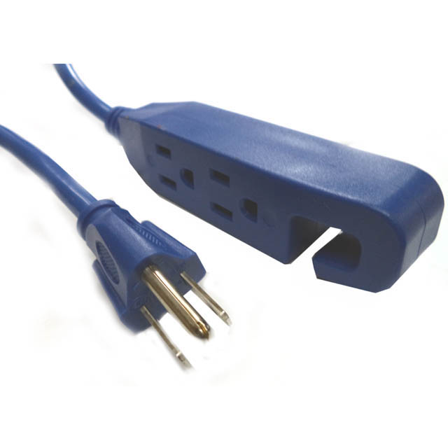 EXTENSION CORD 3/16 9.8FT SJTW BLUE 3 OUTLET 12A BLOCK HEATER