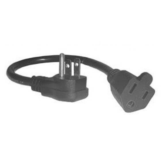 EXTENSION CORD 3/16 1.5FT SJTW BLK RIGHT ANGLE 3 PRONG PLUG