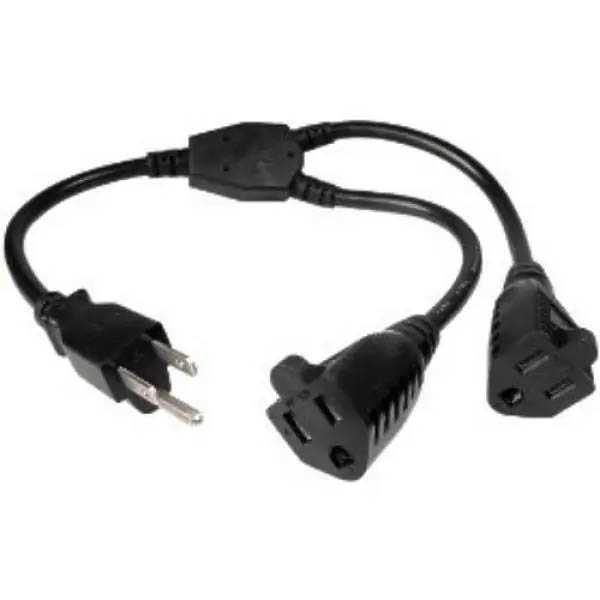 EXTENSION CORD SPLITTER 3/14AWG 14IN NEMA 5-15P TO NEMA 5-15RX2