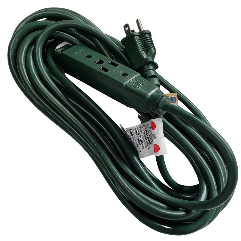 EXTENSION CORD 3/16 25FT 3OUT GRN SJTW OUTDOOR