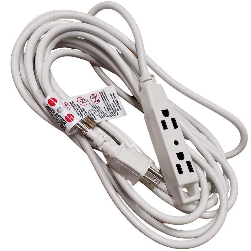 EXTENSION CORD 3/16 25FT 3OUT WHT SJTW OUTDOOR