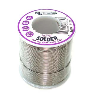 SOLDER WIRE 63/37 REGULAR 1LB.. 20AWG 0.040IN RA CORE