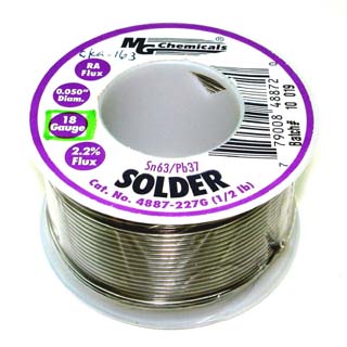 SOLDER WIRE 63/37 REGULAR 1/2LB. 18AWG 0.05IN RA CORE