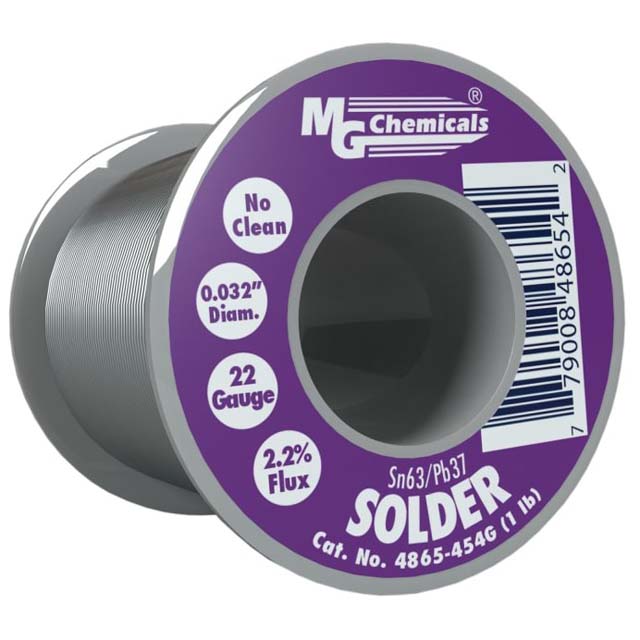 SOLDER WIRE 63/37 NO CLEAN 1LB.. 0.032IN(22AWG) ROSIN FLUX 2.2%