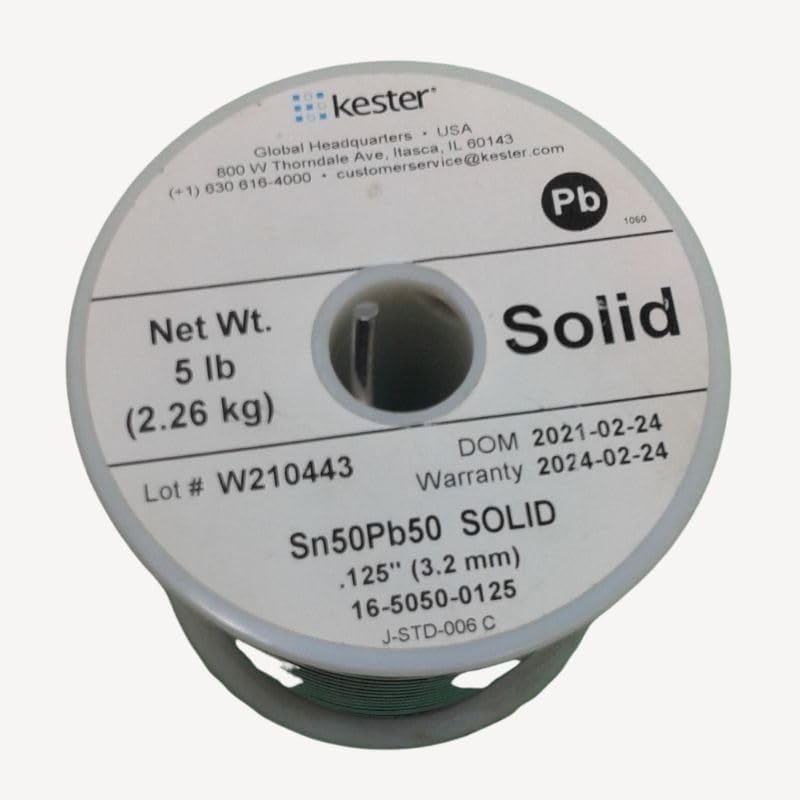 SOLDER WIRE 50/50 SOLID 5LB 3MM 0.125IN DIAMETER SN50PB50