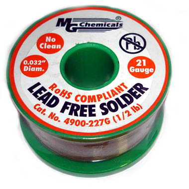 SOLDER WIRE LEAD FREE 1/2LB 21AWG 0.032IN SN96.3 AG3 CU0.7