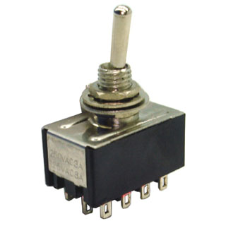 TOGGLE SWITCH 4P2T 6A ON-NONE-ON 125VAC TH SOL 6MM HOLE