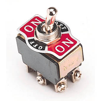 TOGGLE SWITCH 2P2T 10A ON-OFF-ON 125VAC TH SCR W/PLATE 12MM HOLE