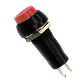 PUSH SWITCH MOM 1P1T NO THR SOL 12MM HEX BUTTON RED CAP 3A/250VA