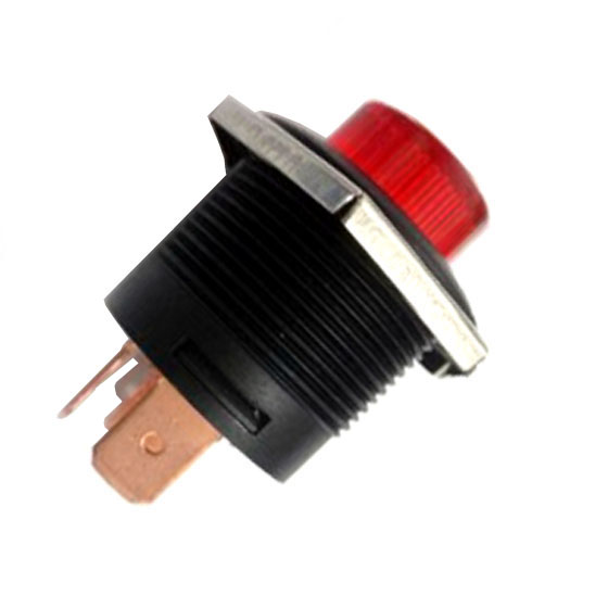 PUSH SWITCH LIT LATCH RED 1P1T ON-OFF 22MM TH 10A 14VDC