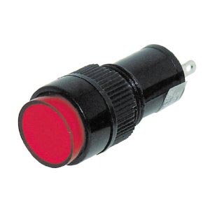 INDICATOR 12V LED 9MM RED CHMT SOL TAB ROUND LENS