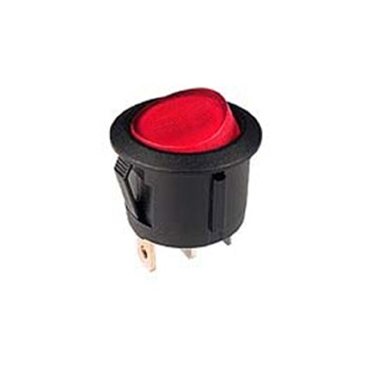 ROCKER SWITCH LIT 1P1T 10A RED ON-OFF 125VAC ROUND 19MM SNAP-IN