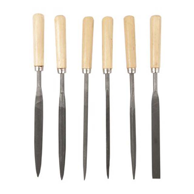 FILE MINI 6PC/SET ASSORTED 6.7INCH W/WOODEN HANDLE