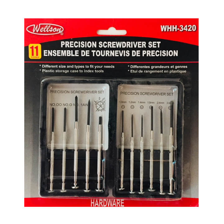SCREWDRIVER PRECISION 11PC/SET DIFFERENT SIZE AND TYPES
