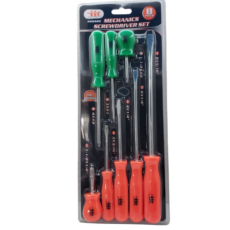 SCREWDRIVER SET PHILIPS/SLOT 8PC SET MAGNETIC TIPS