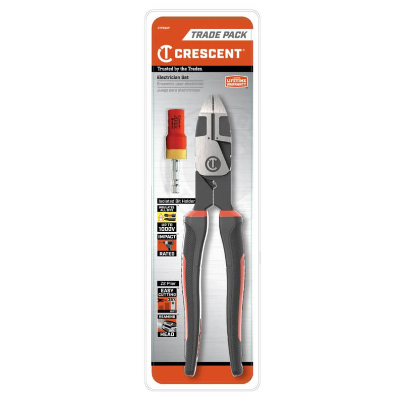 PLIERS LINESMAN 9.5IN & ESHOK GUARD ISOLATED BIT HOLDER SET