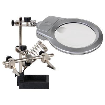 HELPING HAND W/MAGNIFIER 2X/6X LED LIGHT AND SOLDERING STAND