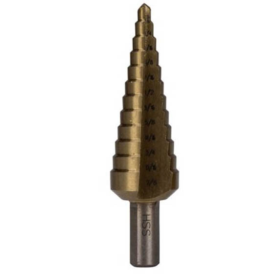 STEP DRILL BIT 3/16-7/8IN HSS WITH TITANIUM COATING