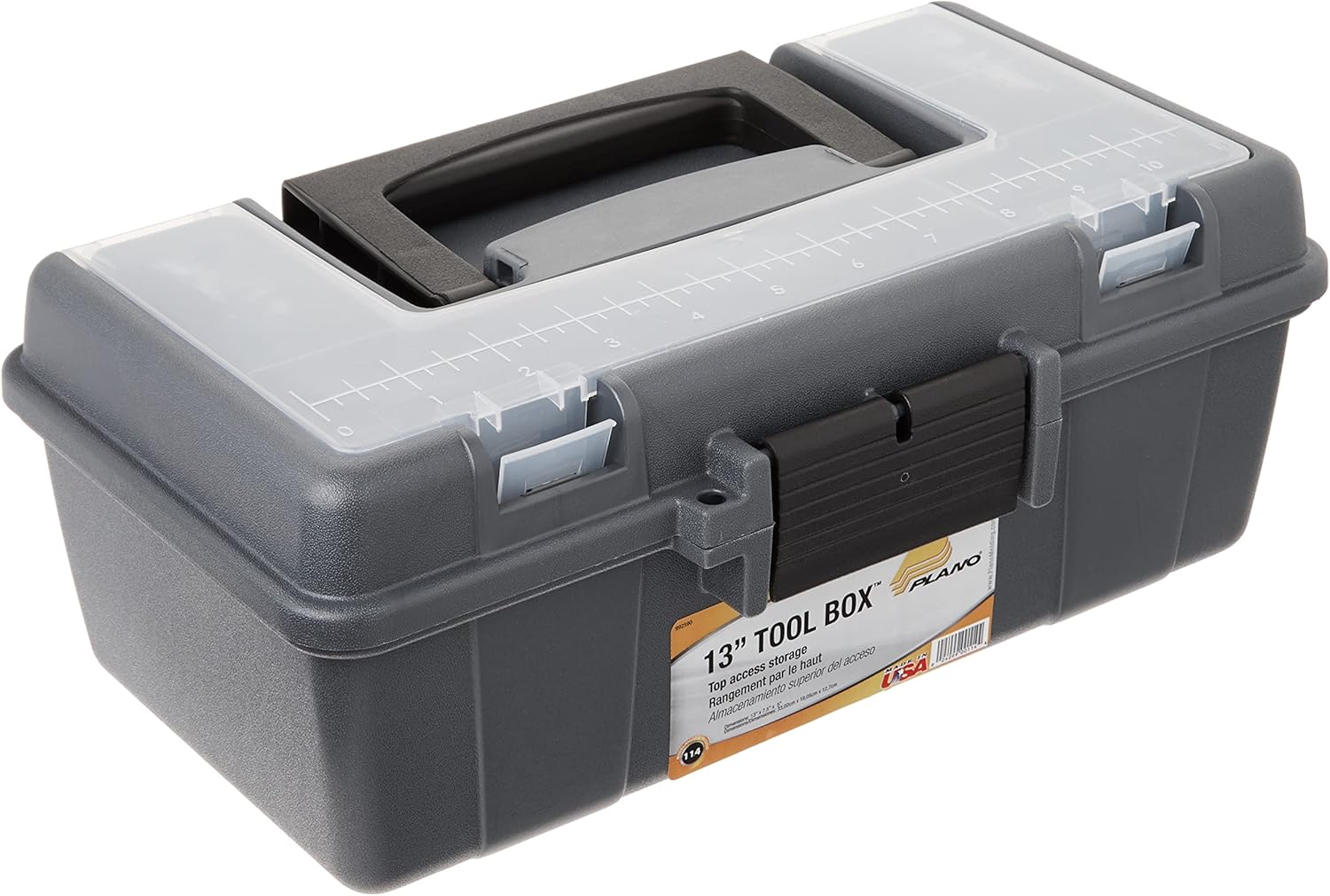 TOOL BOX PLASTIC 13IN BLACK WITH LID