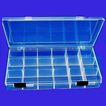 COMPONENT BOX 8X4X1IN CLEAR 18 PARTITIONS