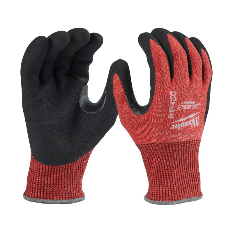 GLOVES NITRILE DIPPED LARGE LEVEL4 CUT RESISTANT RED