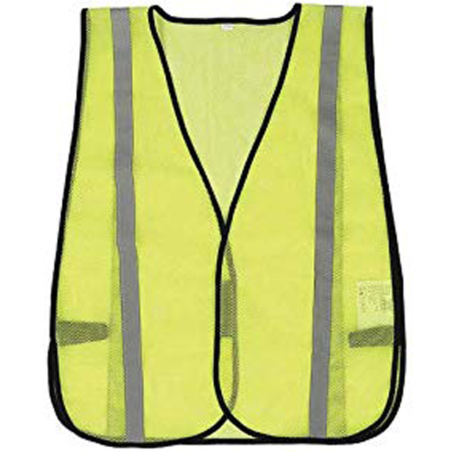 SAFETY VEST 1IN REFLECTIVE TAPE FLUORESCENT POLYESTER MESH LIME