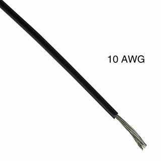 WIRE STRANDED 10AWG 100FT BLACK TEW PVC FT1 600V 105C