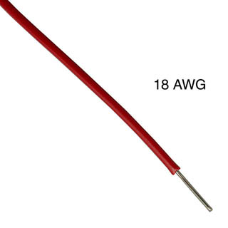 WIRE SOLID 18AWG 100FT RED TEW PVC FT1 600V 105C