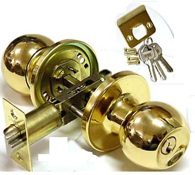ENTRANCE LOCK W/BUTTON GOLD PLAT PLATED
