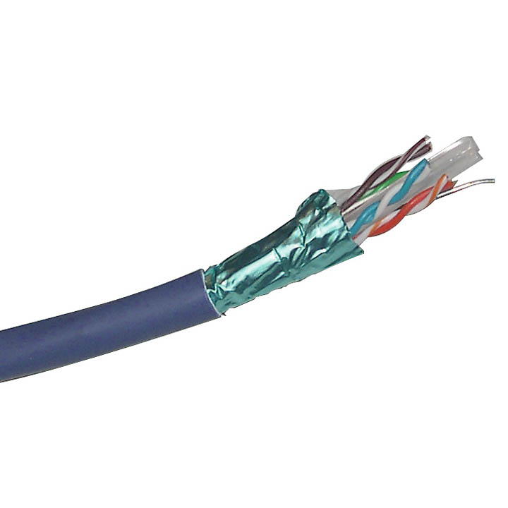 CABLE CAT6E FT4 SOL BLU SHLD 1000FT STP 4P/23AWG 600MHZ