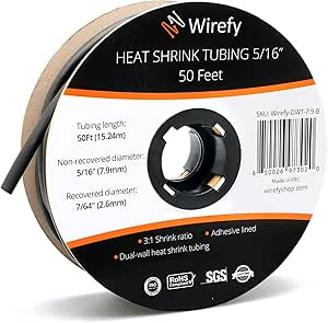 TUBING HST 5/16INX50FT DW BLK 3:1 reel w/adhesive