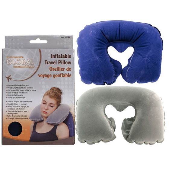 TRAVEL PILLOW INFLATABLE 18 X 11INCH ASSORTED COLOUR