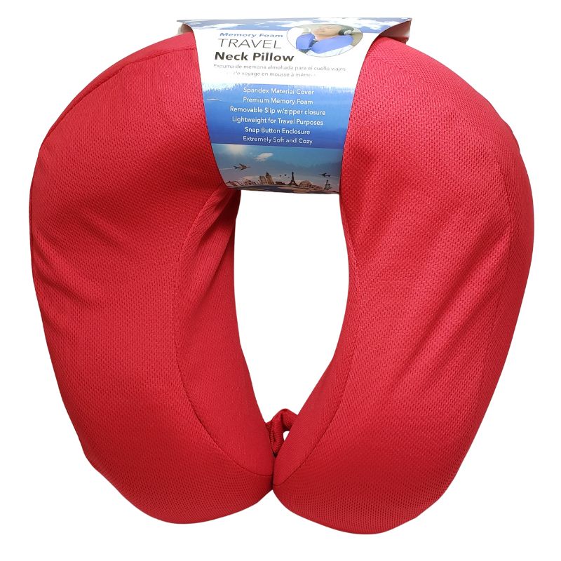 TRAVEL PILLOW MEMORY FOAM RED 