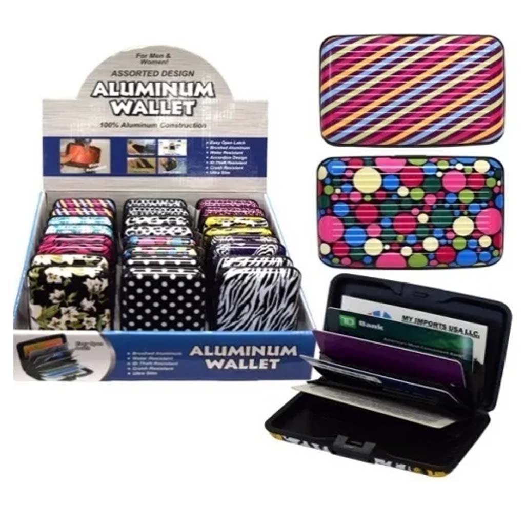 CARD HOLDER WALLET ALUMINUM ASSORTED PRINTS AND COLORS