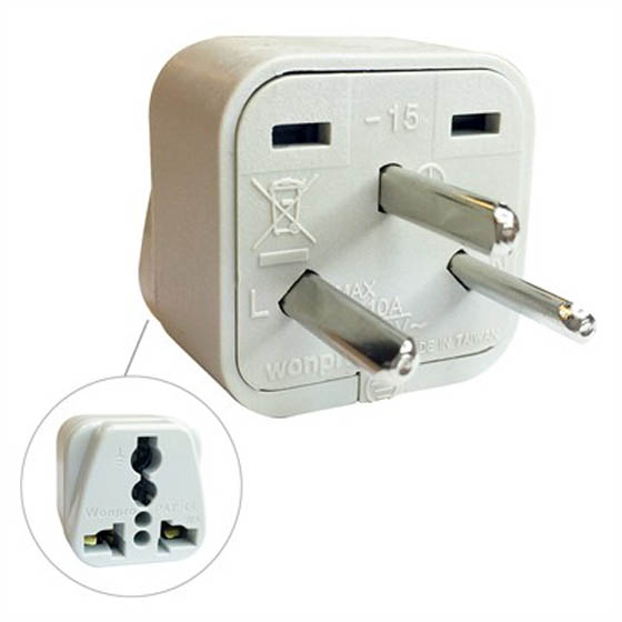 TRAVEL ADAPTER 3P ISRAEL PLUG TO UNIVERSAL JACK WITH GROUND